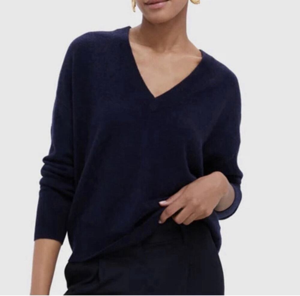 J. Crew Women's Cashmere Relaxed V-Neck Sweater Black Size S NWT
